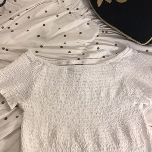 Smocked white off the shoulder top